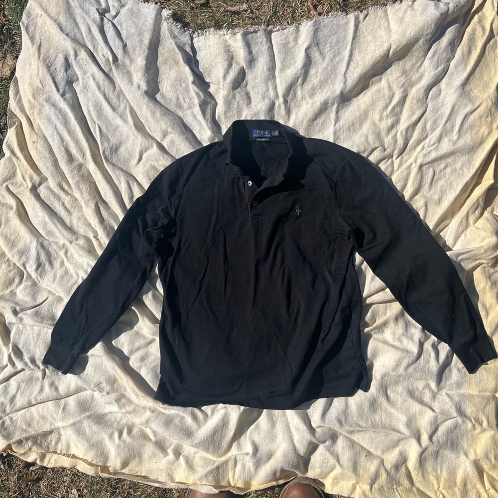 Black Long Sleeve Polo Shirt